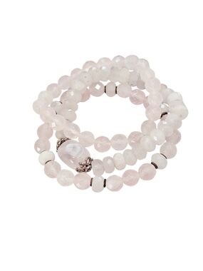 The Serene Heart Stack: Faceted Rose Quartz & Milky Quartz 3-Piece Bracelet Set